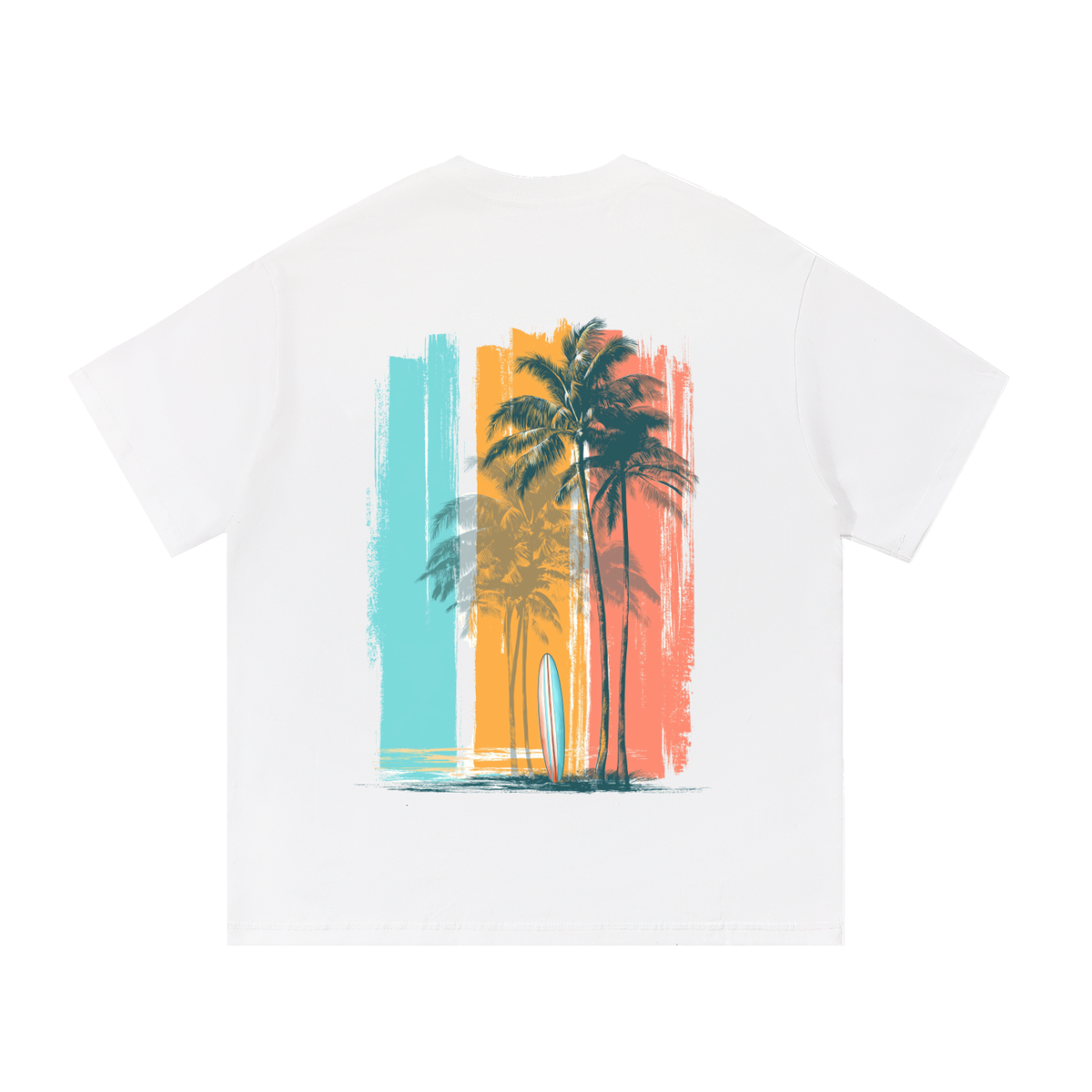 Tropical Escape Palm Tree Back Print Cotton T-Shirt