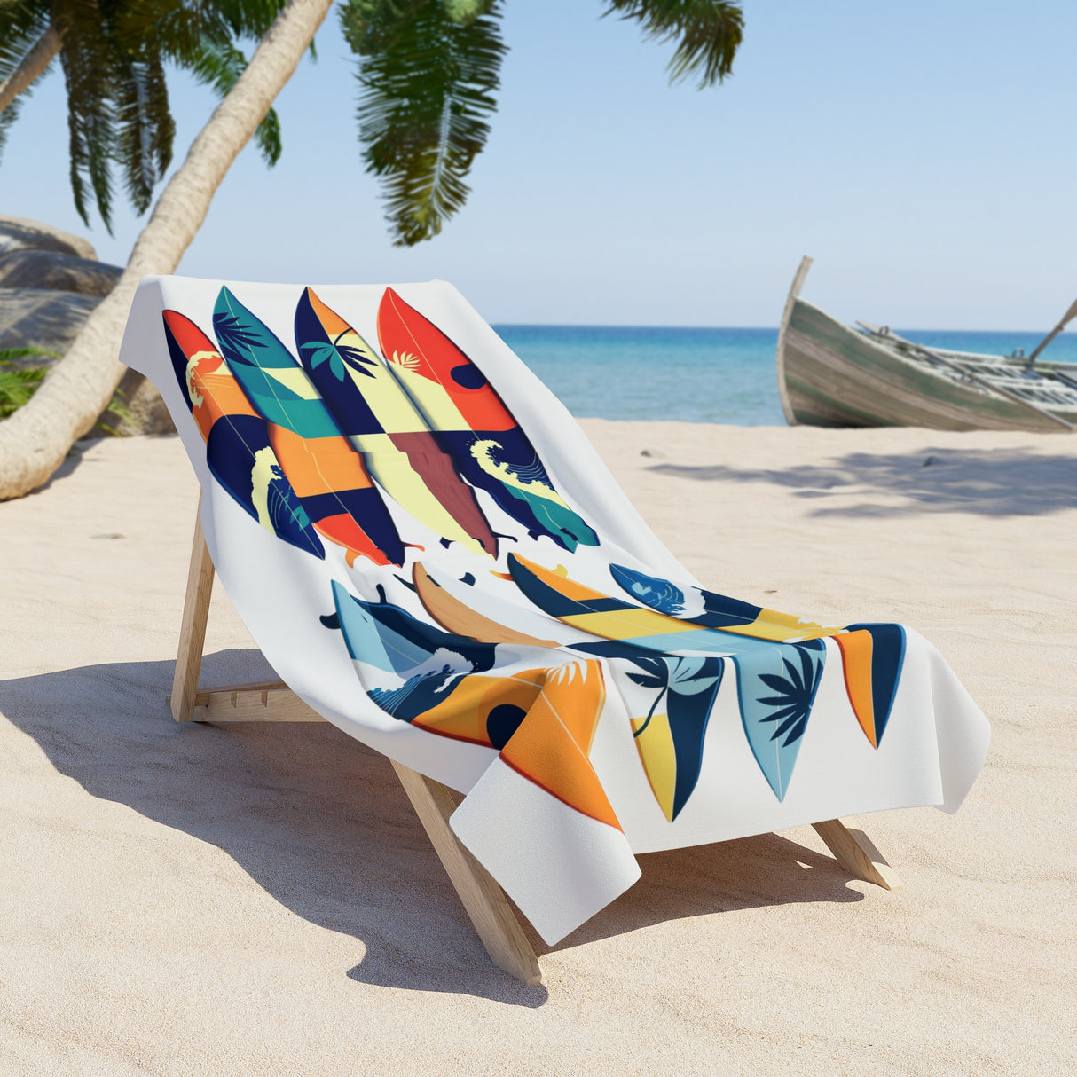 Retro Surfboards Coastal Beach Towel