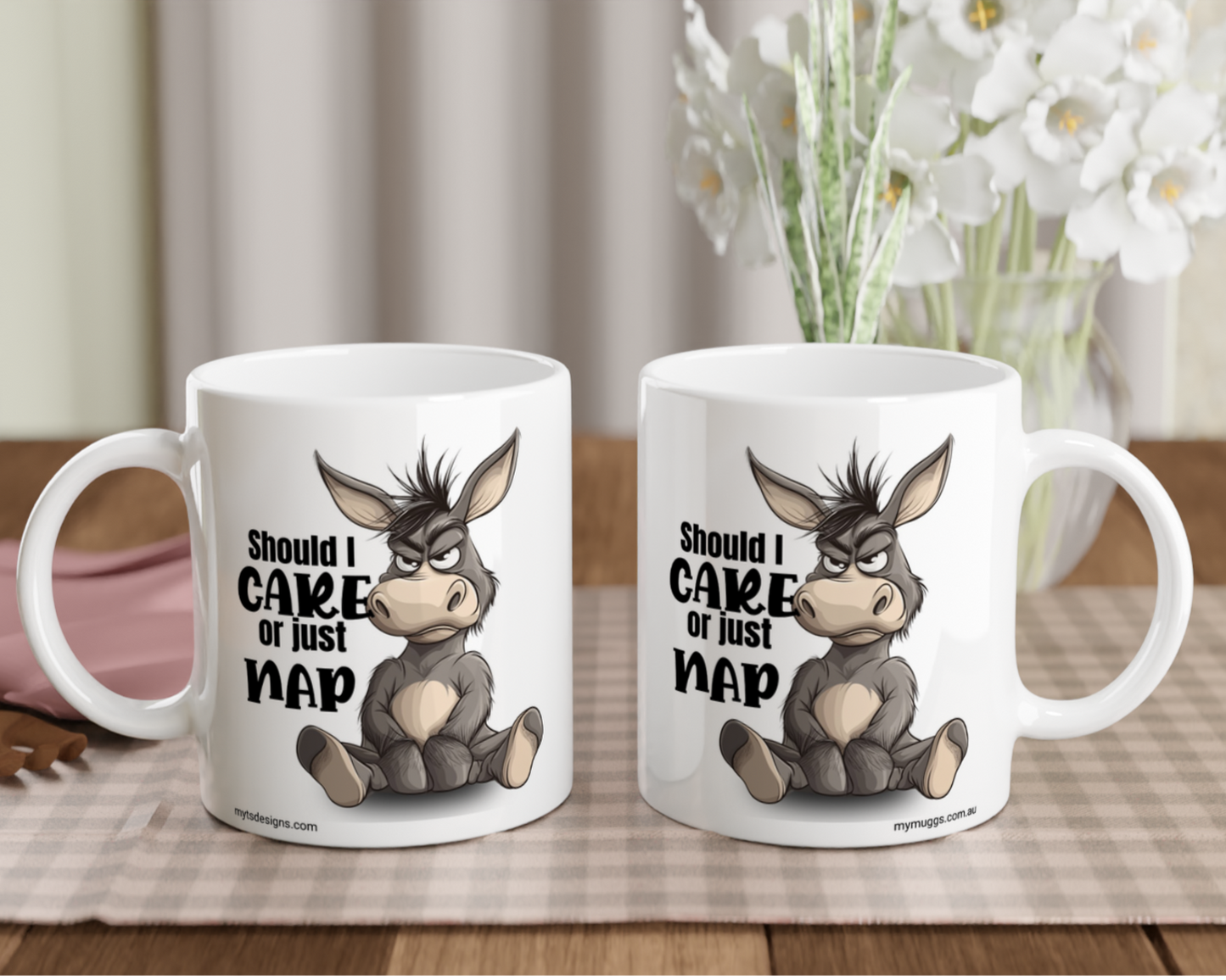 Funny Donkey Coffee Mug, Side by Side