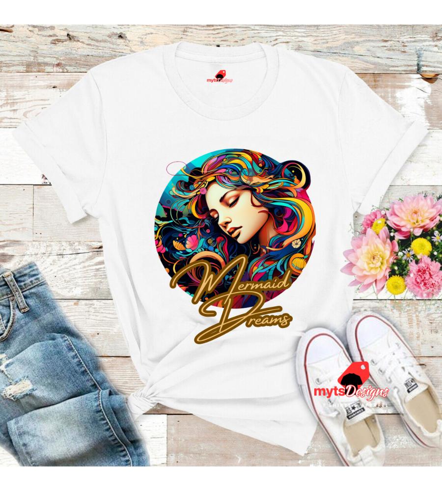 Mermaid Dreams Pop Art T-Shirt - Retro 60s Summer Surf Design