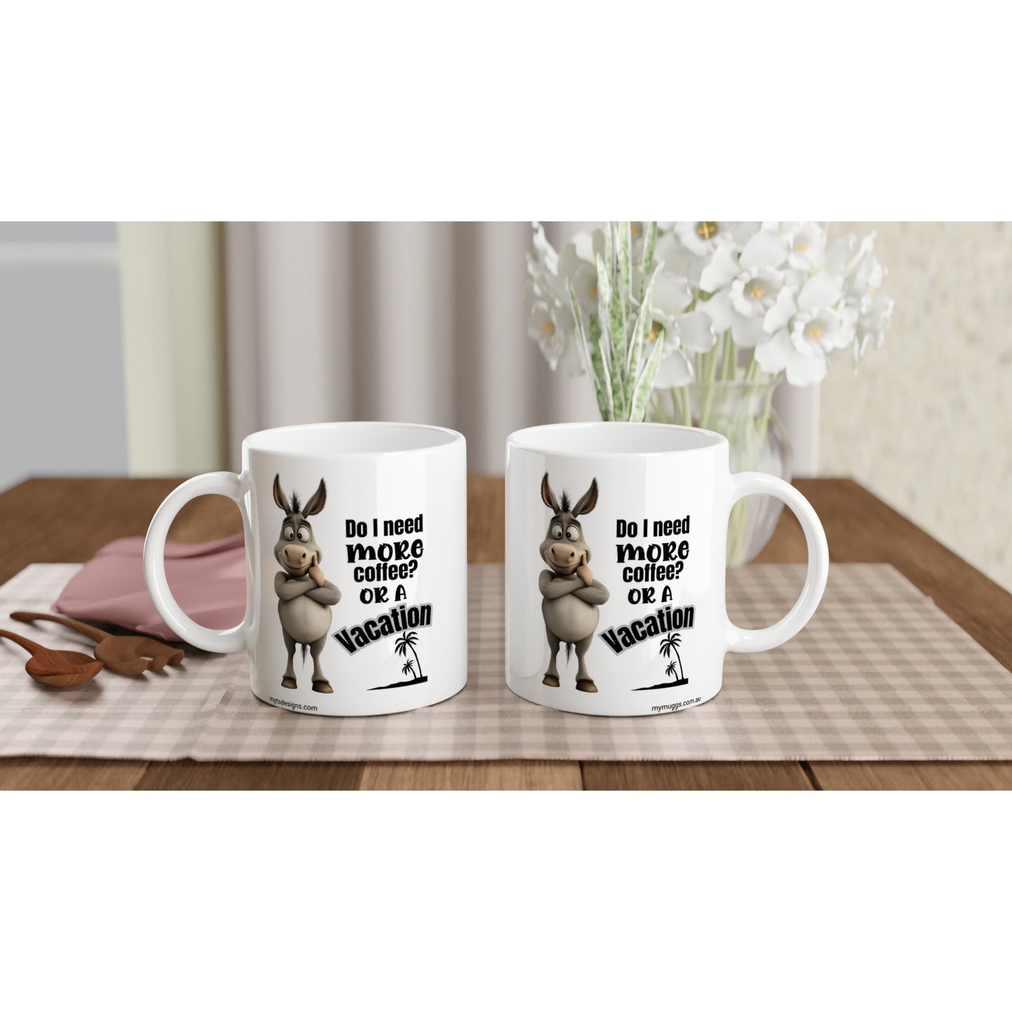 Funny Donkey Coffee Mug side by sie