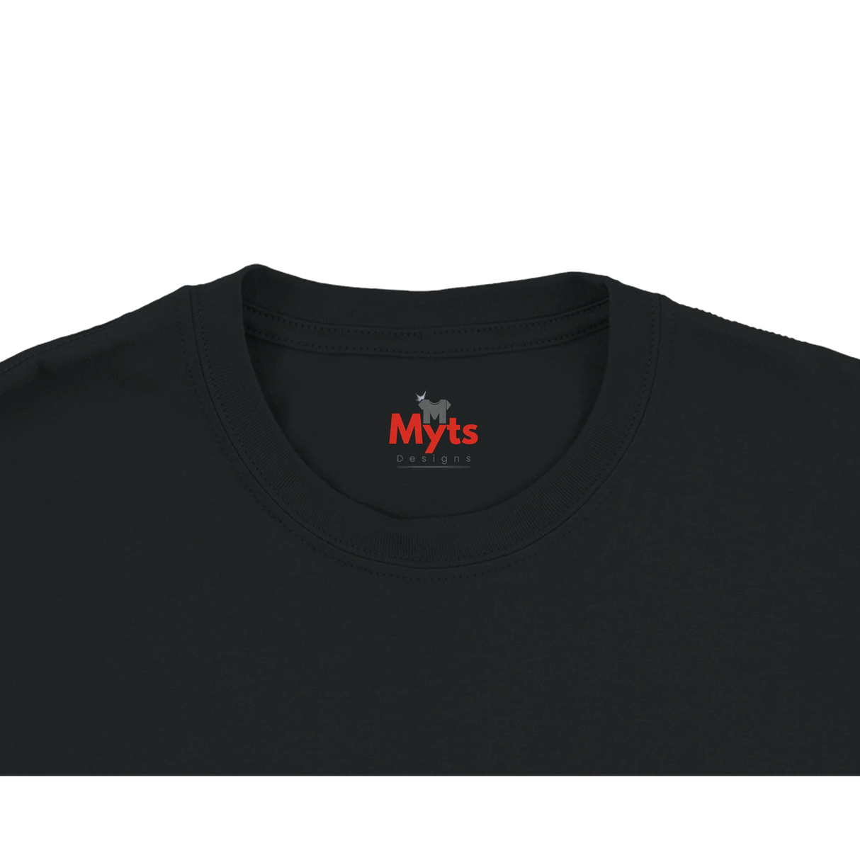 Black t-shirt with red text 'GOD KNOWS YOU BY NAME' on a white background