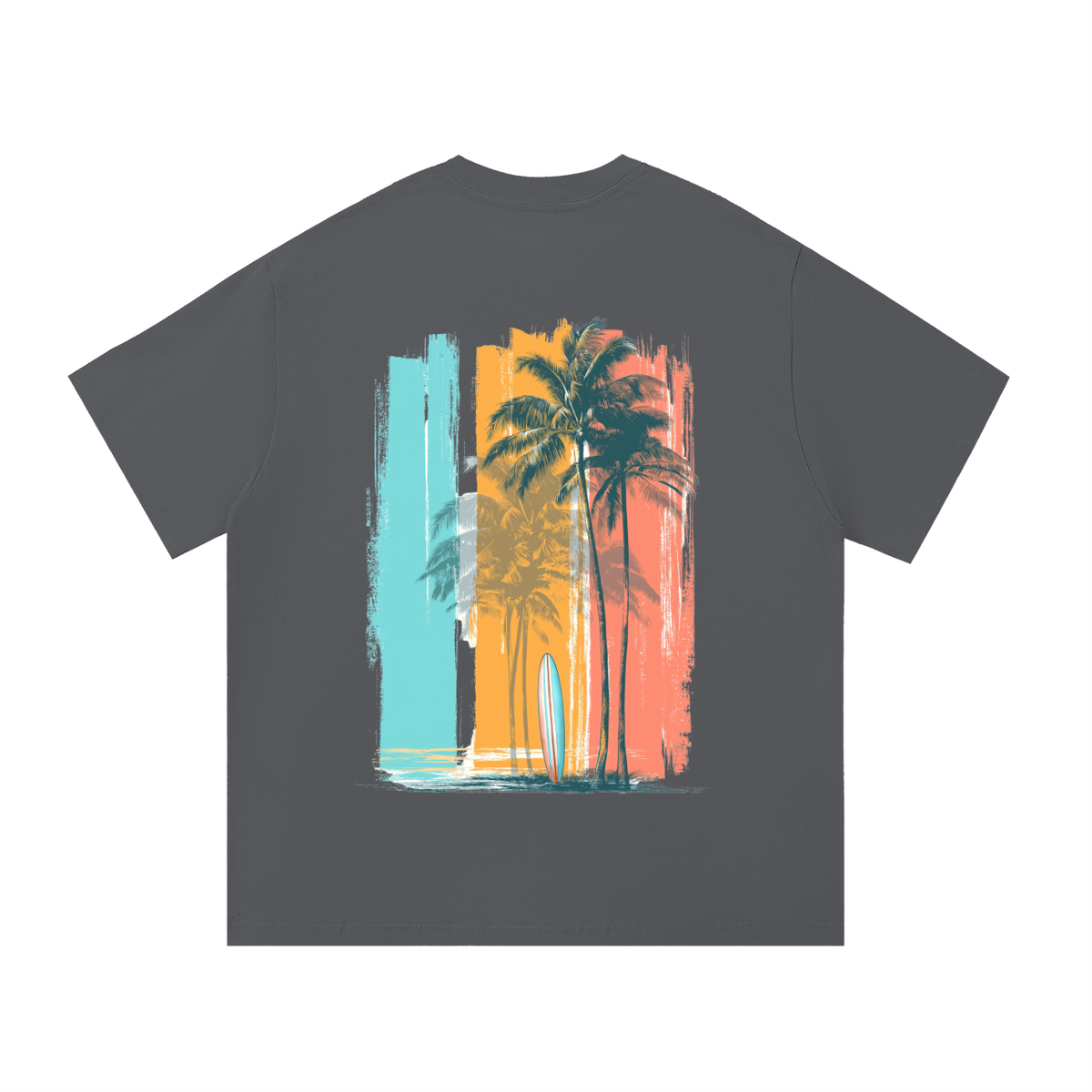 Tropical Escape Palm Tree Back Print Cotton T-Shirt