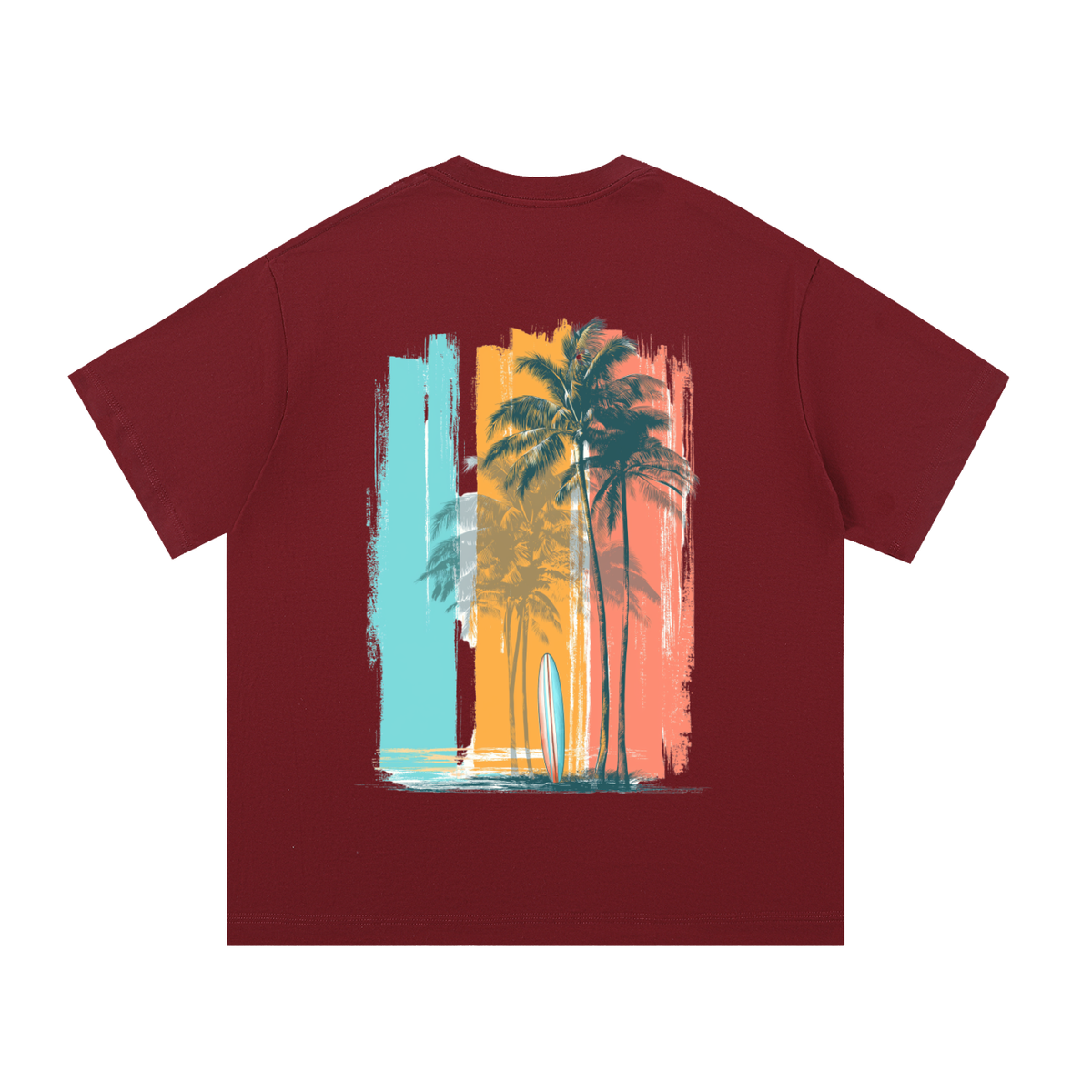 Tropical Escape Palm Tree Back Print Cotton T-Shirt