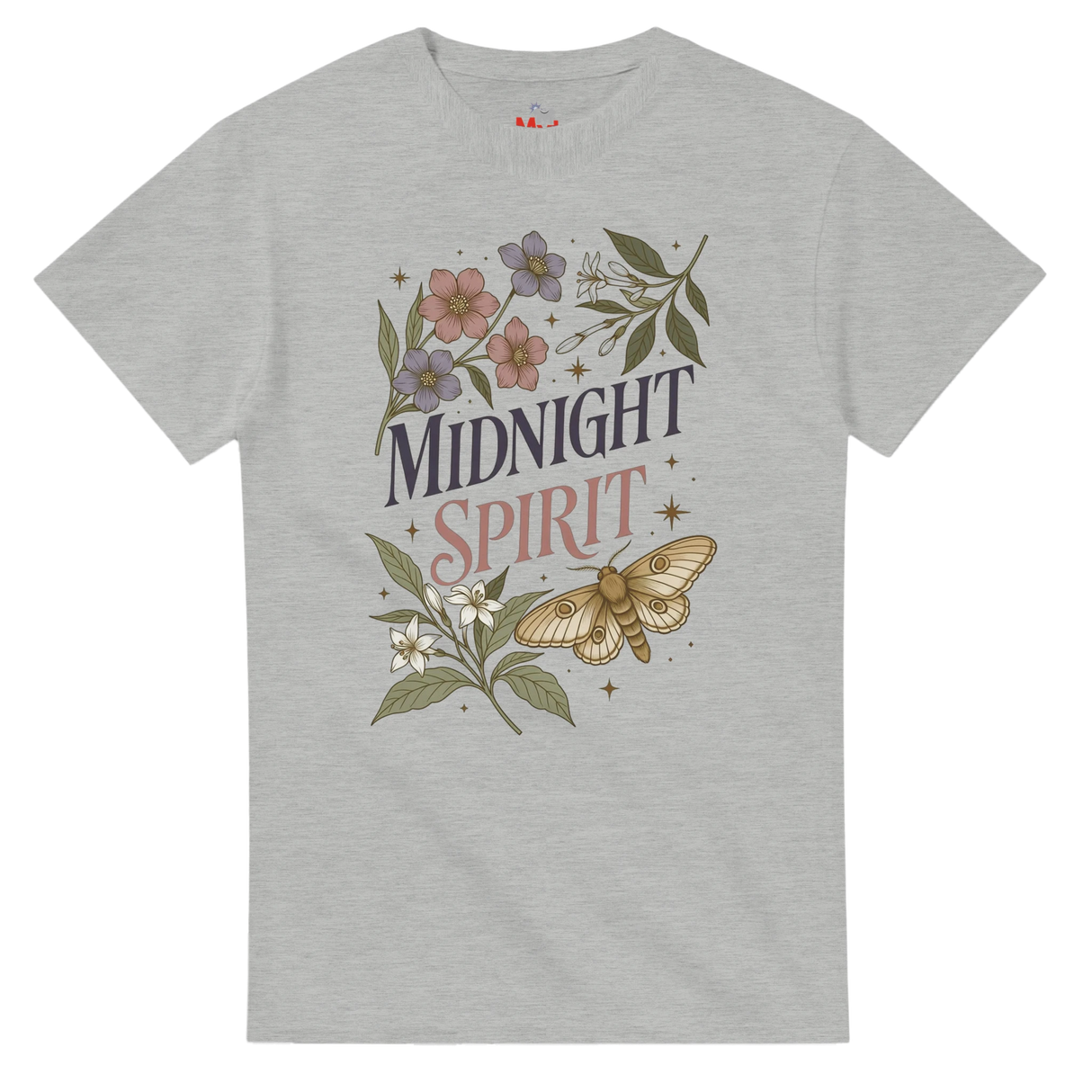 Midnight Spirit T-Shirt – Botanical Moth & Floral Graphic Tee