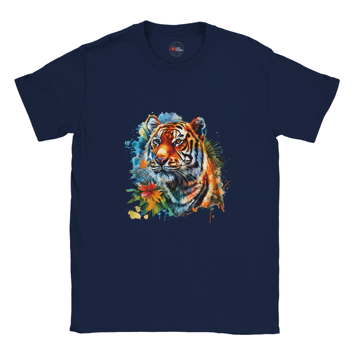 "Retro tiger head graphic t-shirt in soft cotton - front view"