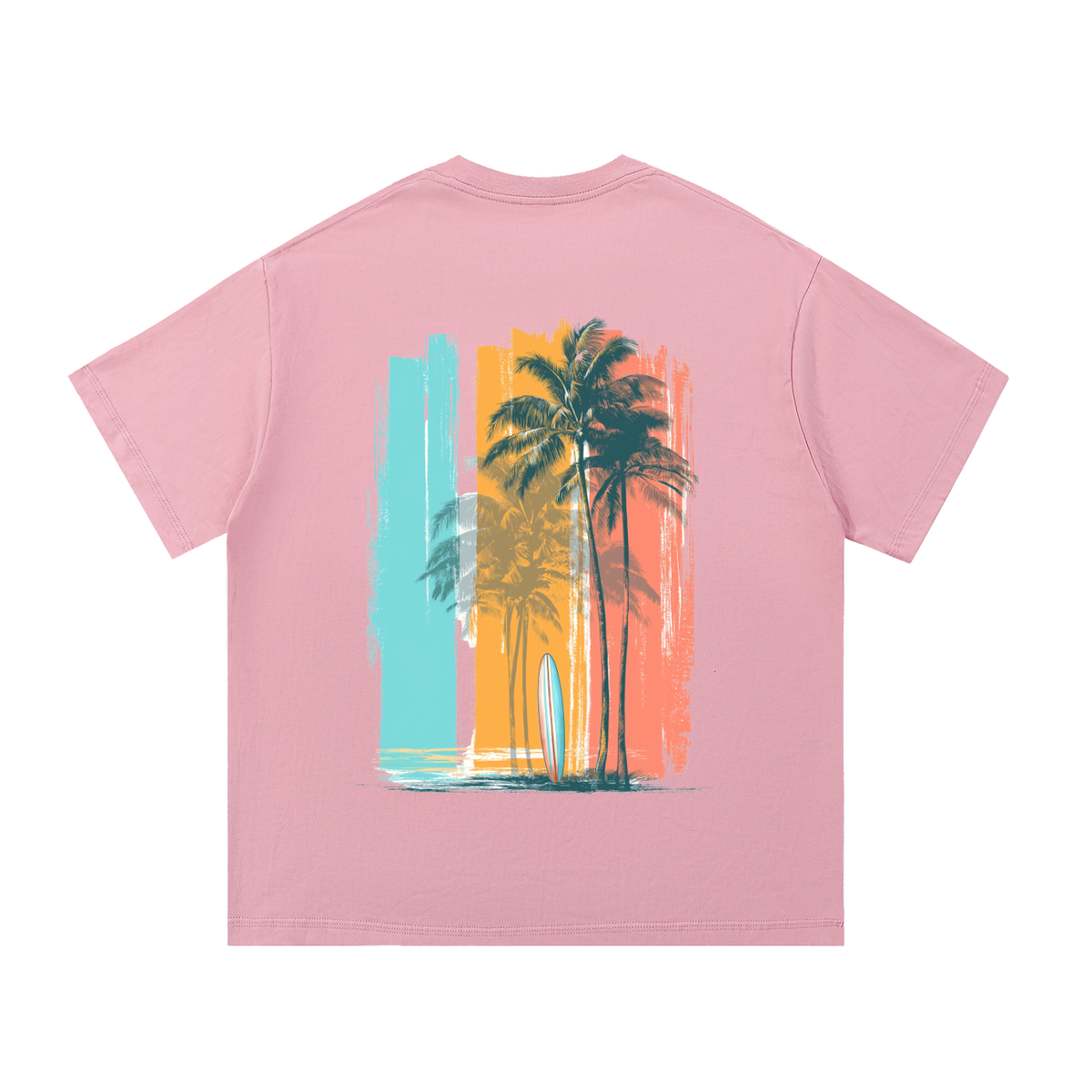 Tropical Escape Palm Tree Back Print Cotton T-Shirt