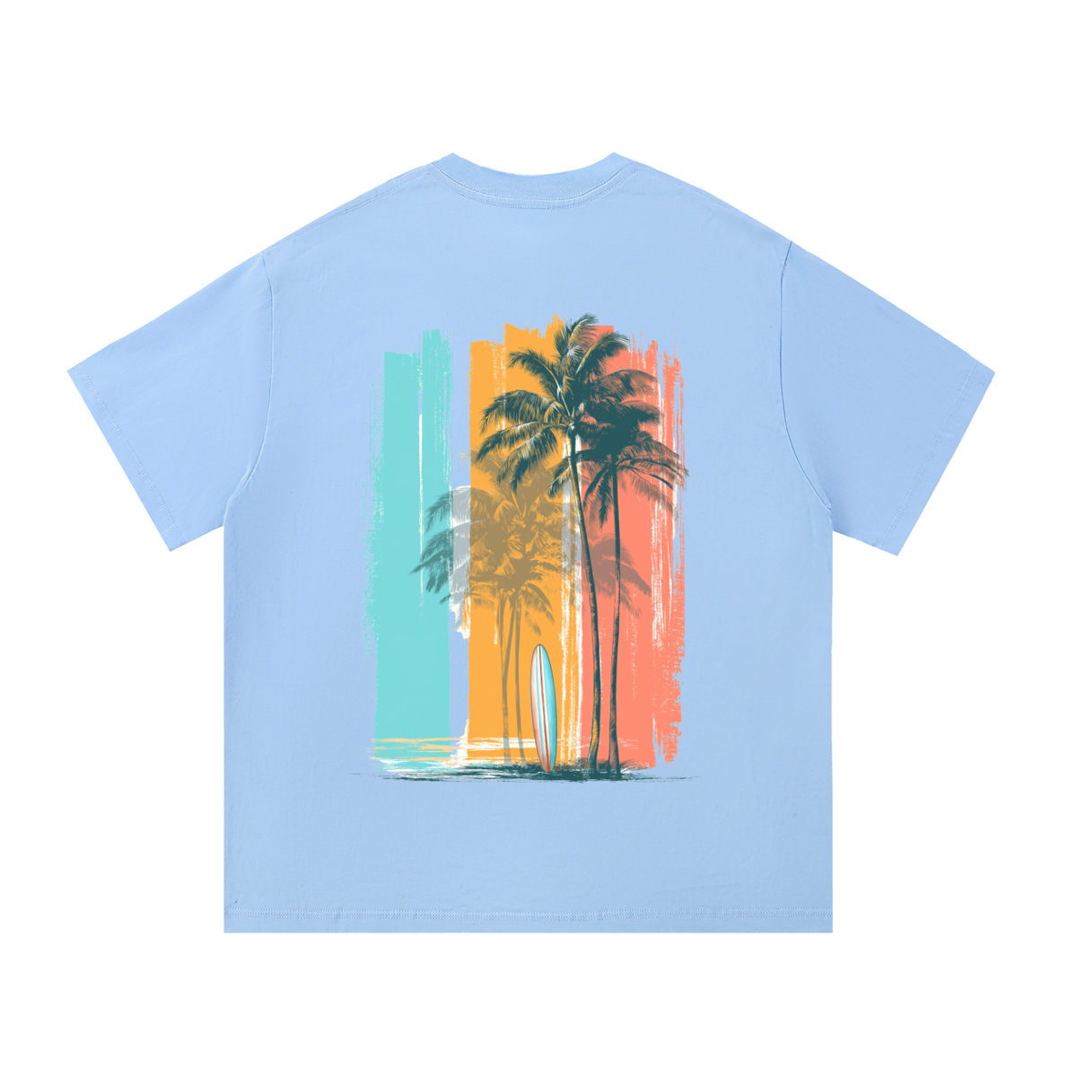 Tropical Escape Palm Tree Back Print Cotton T-Shirt