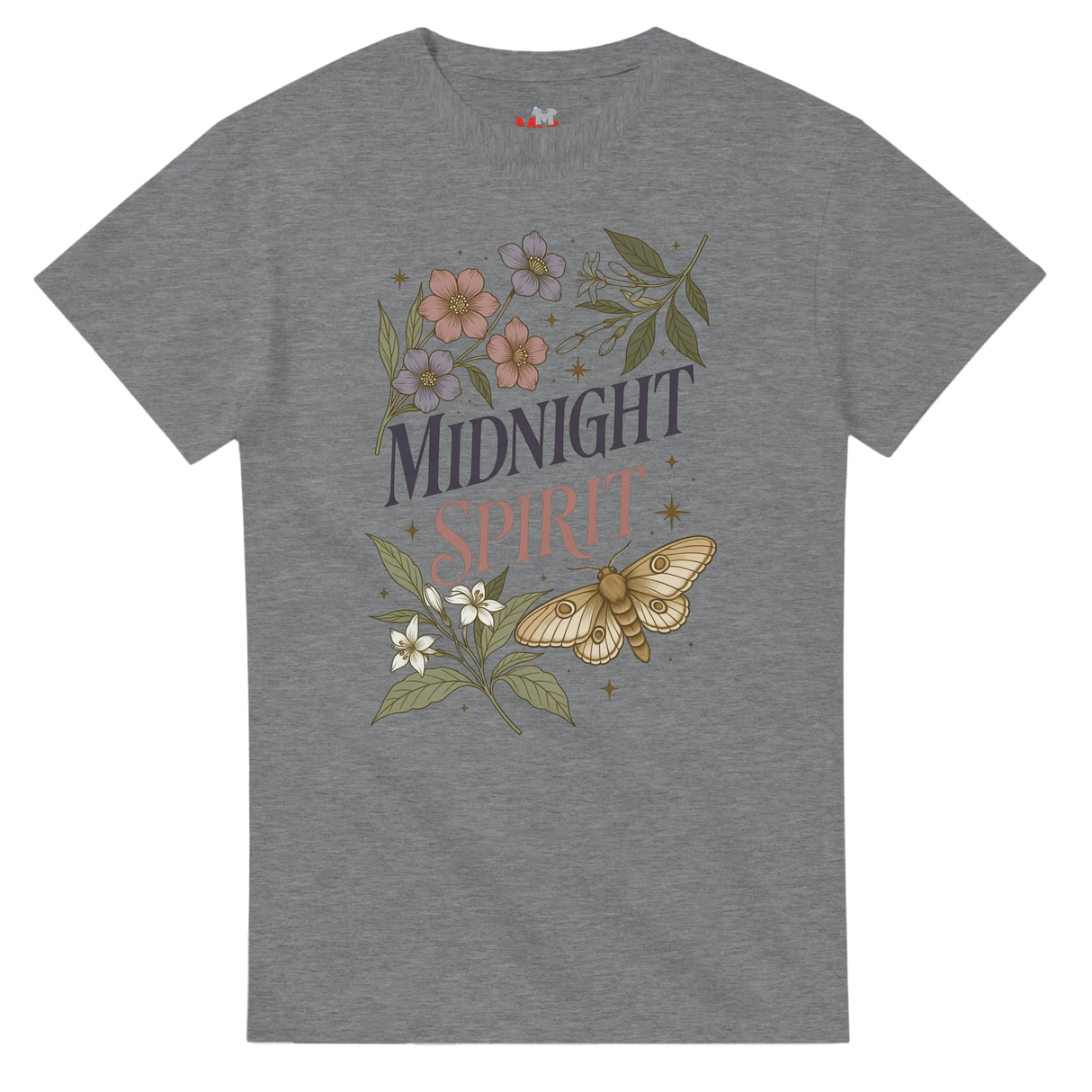 Midnight Spirit T-Shirt – Botanical Moth & Floral Graphic Tee