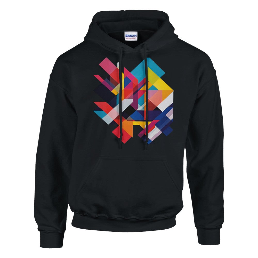 Black Doubled Geometric Shapes Hoodie