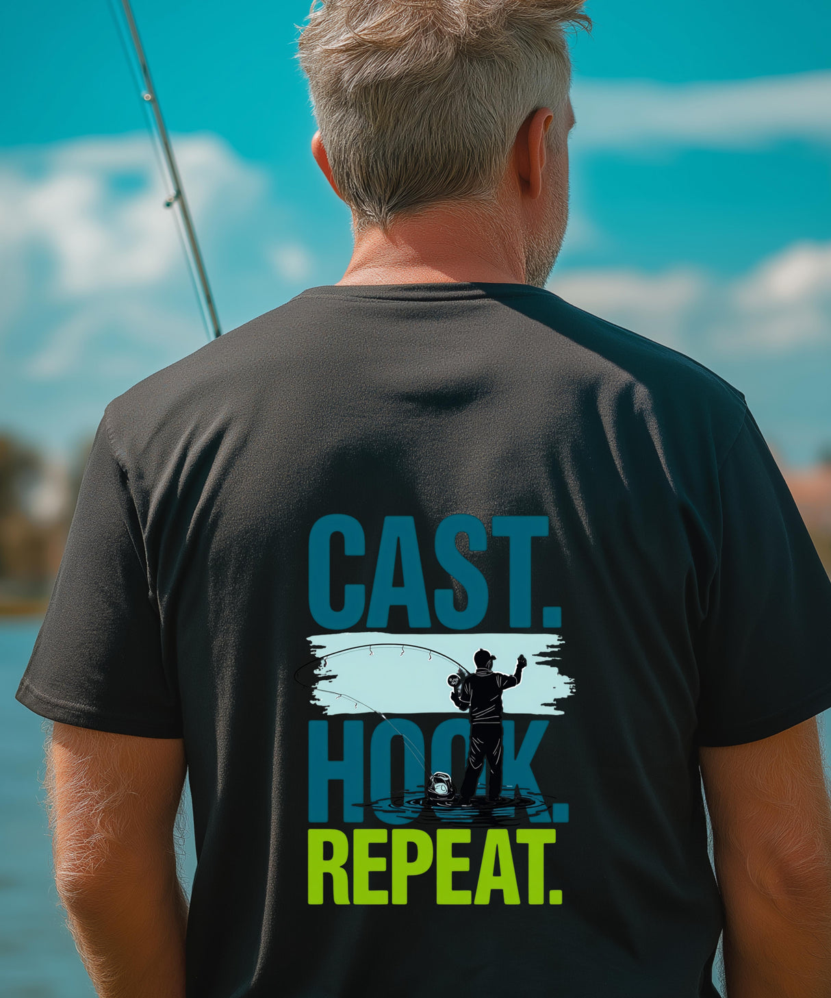 Cast Hook and Repeat Fishing T-Shirt - Soft Cotton Angler Tee