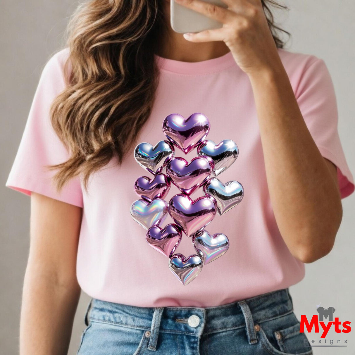 Lots a Hearts Graphic Crewneck T-Shirt