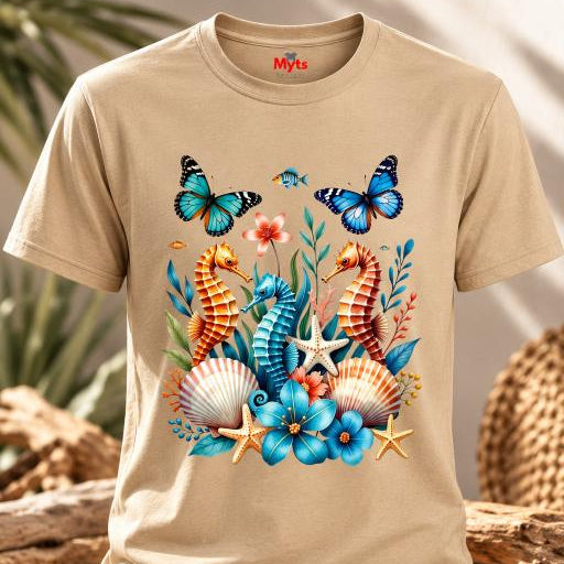 Seahorse & Butterfly Graphic T-Shirt