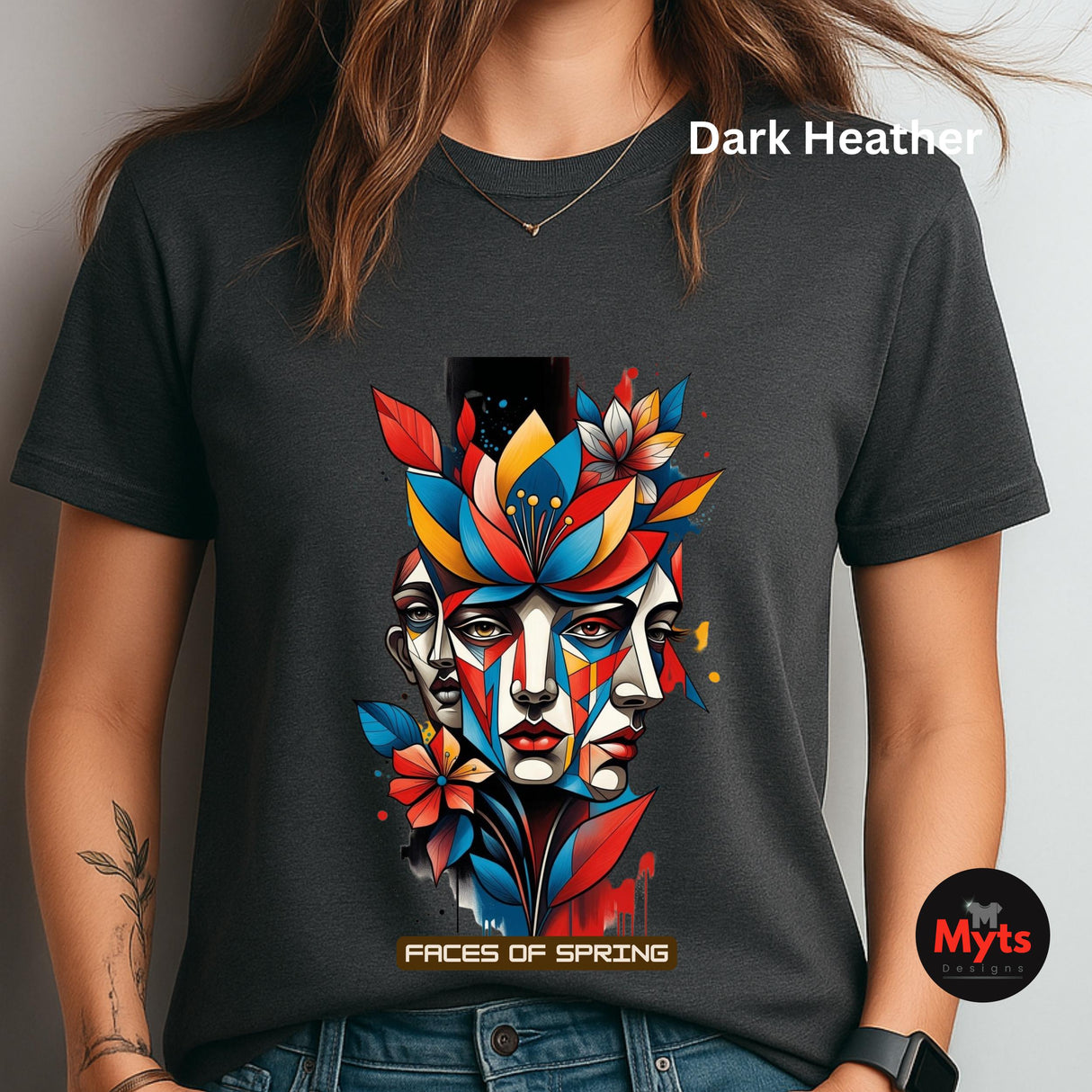 Faces of Spring Abstract Floral Art T-Shirt – Modern Graphic Tee