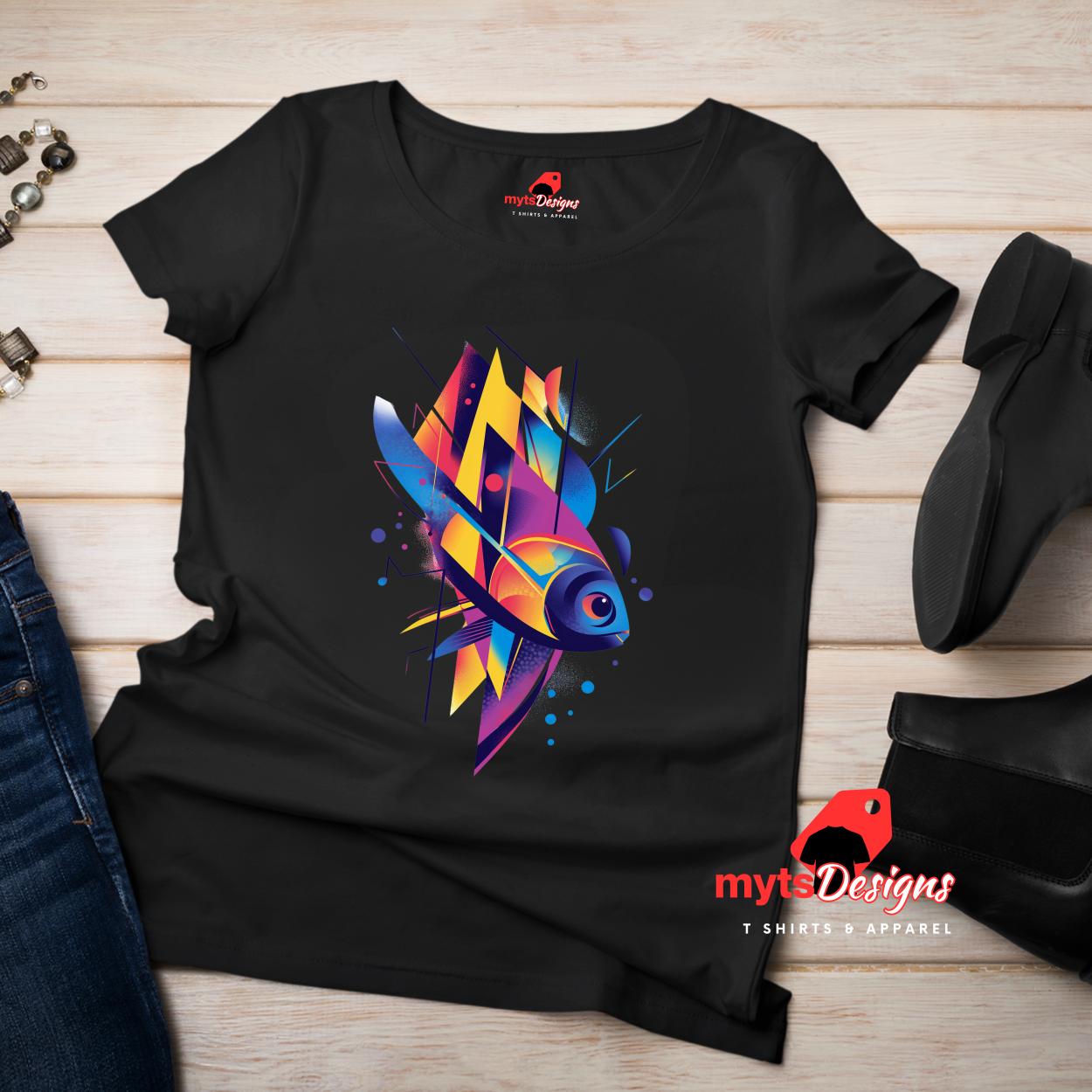Fish T-shirt Geometric design shirt, fishing shirt casual wear