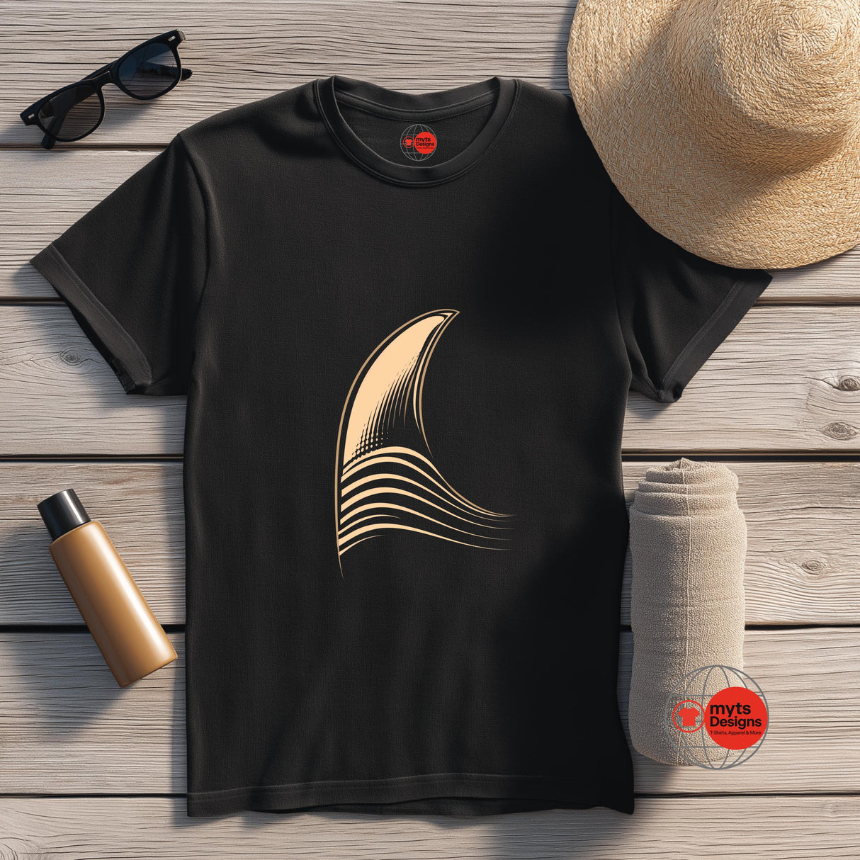 Minimalist Surf T-Shirt | Golden Wave Graphic Tee | Surf Lover Shirt | Modern Coastal Design | Unisex Surf Tee