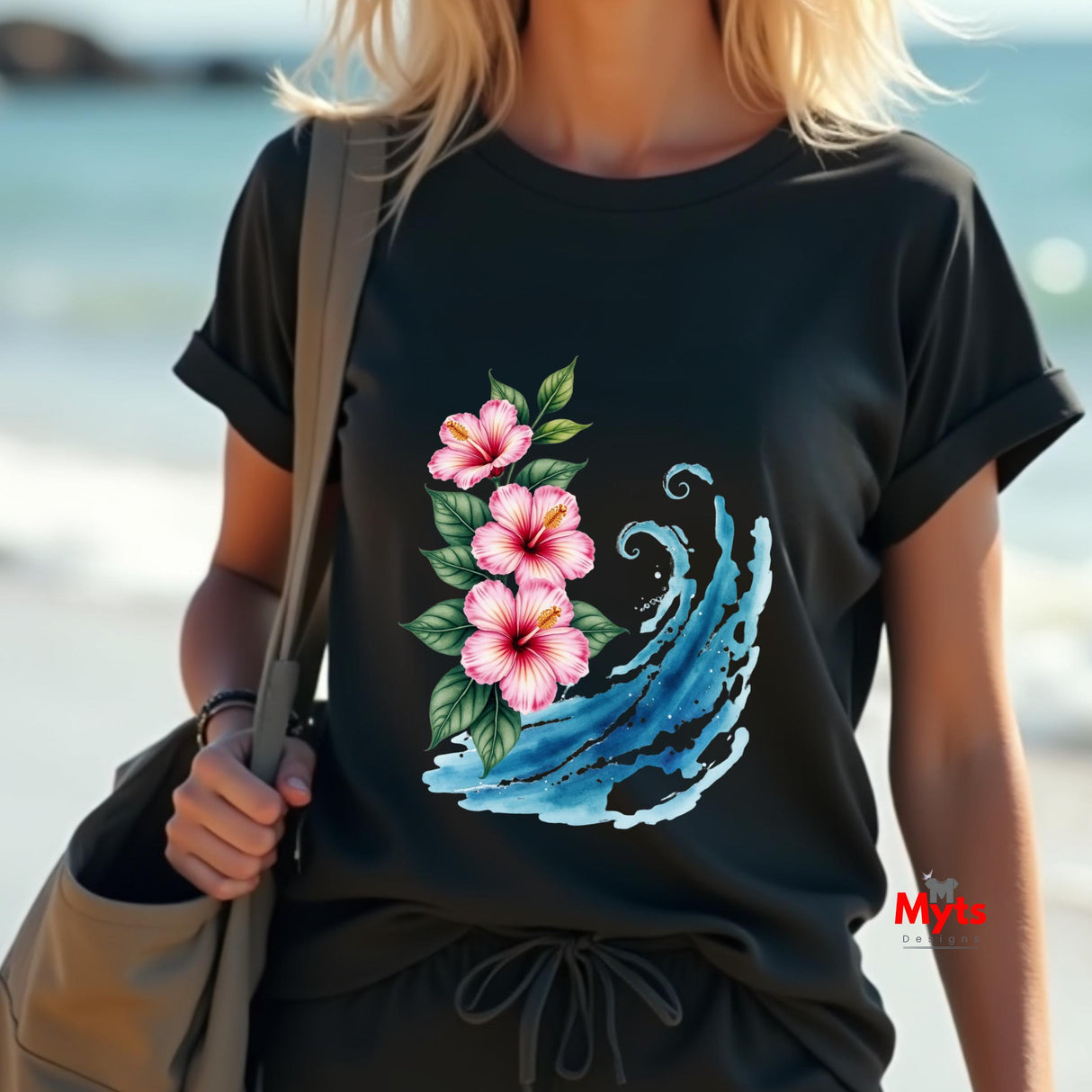 Hibiscus Wave Graphic T-Shirt | Unisex Cotton Tee | Mytsdesigns