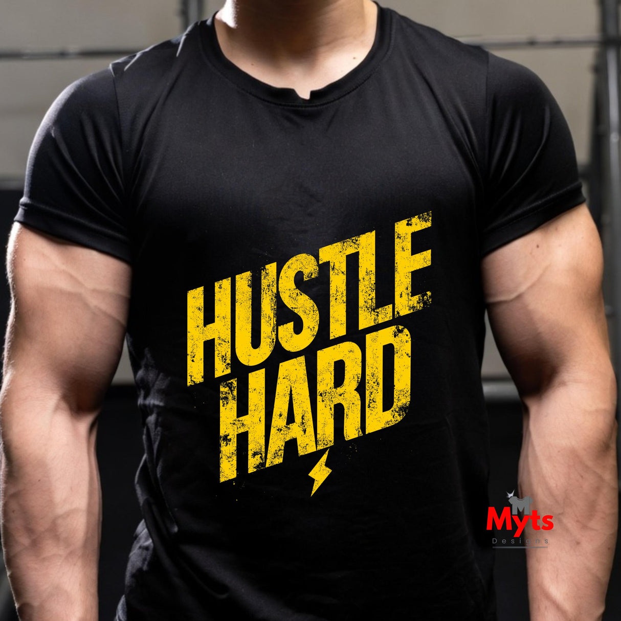 Hustle Hard T-Shirt | Gym Motivation Tee | Bold Fitness Training Shirt – Mytsdesigns