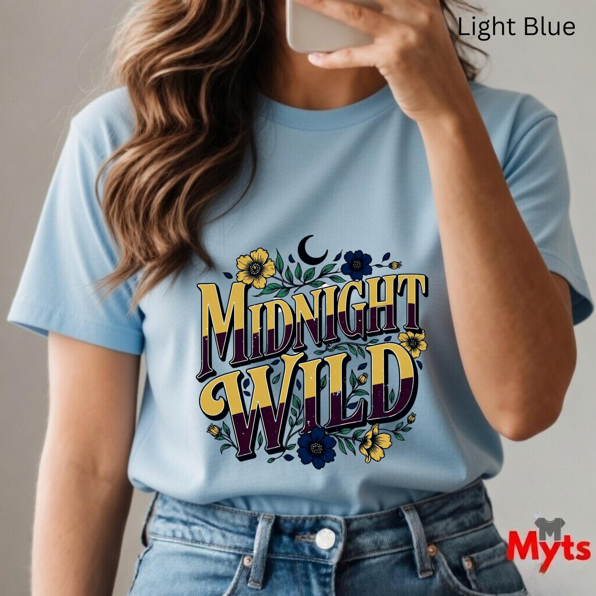 Midnight Wild T-Shirt – Floral Celestial Graphic Tee for Women