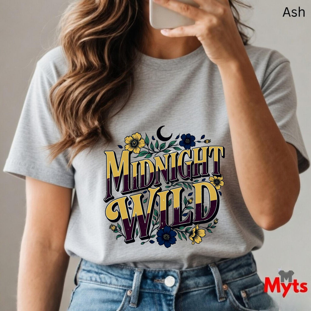 Midnight Wild T-Shirt – Floral Celestial Graphic Tee for Women