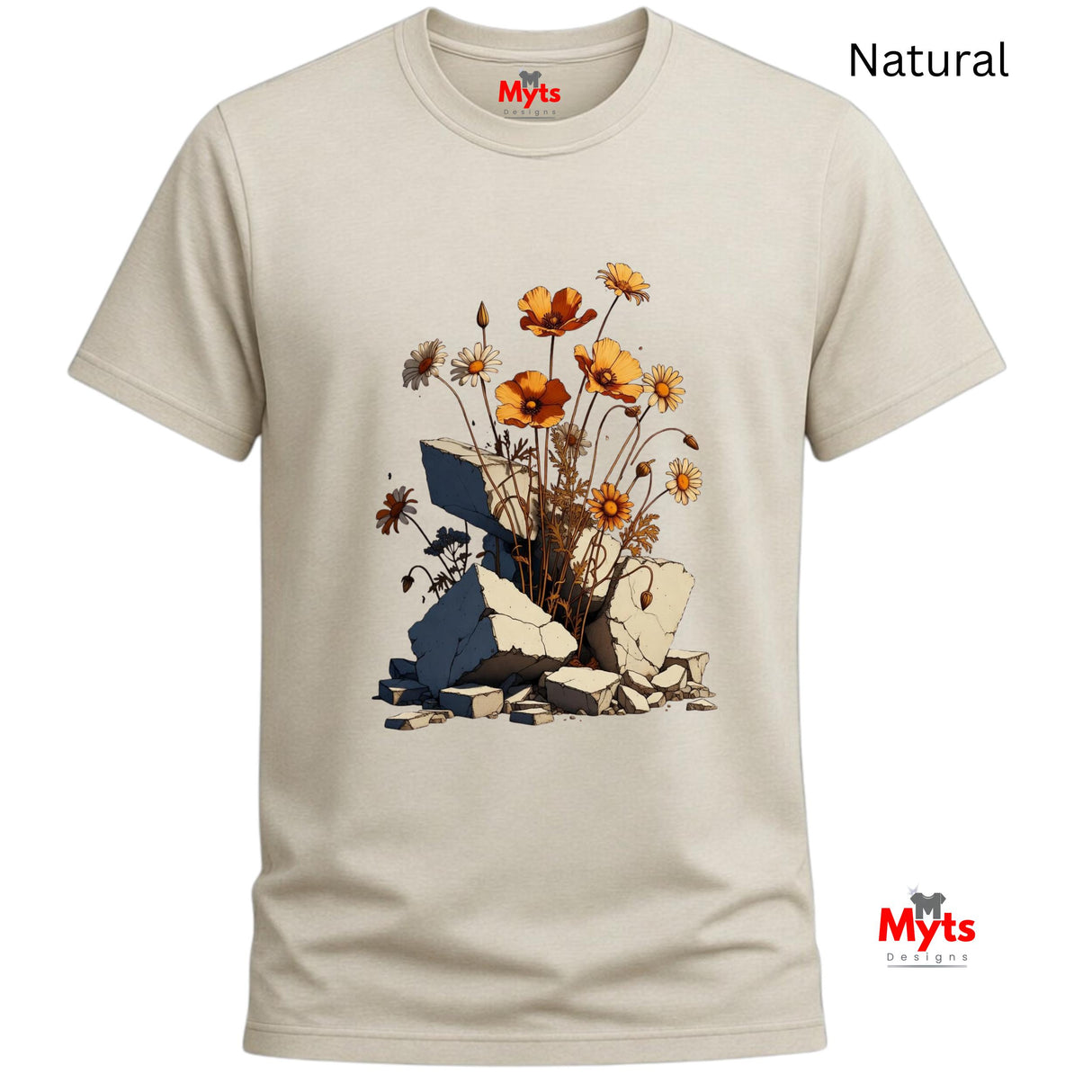 New Growth Poppy & Wildflower T-Shirt – Botanical Nature Graphic Tee