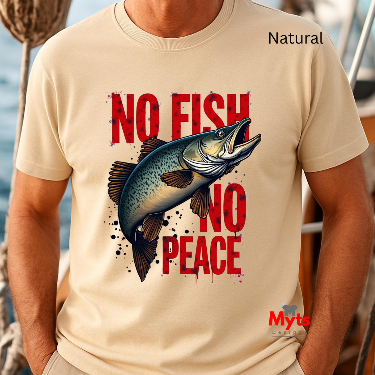 Natural 'No Fish No Peace' text on a natural background