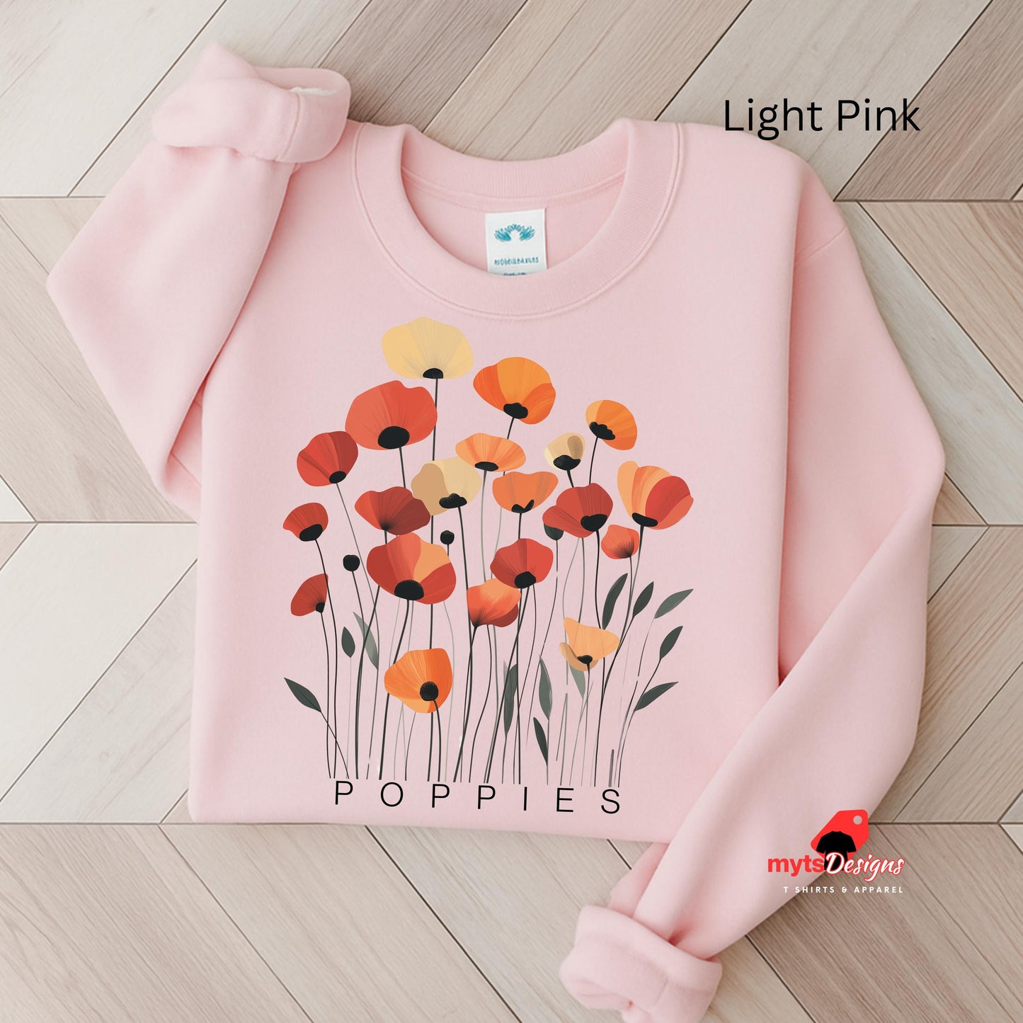 Poppies Floral Sweatshirt – Minimalist Wildflower Graphic Sweater