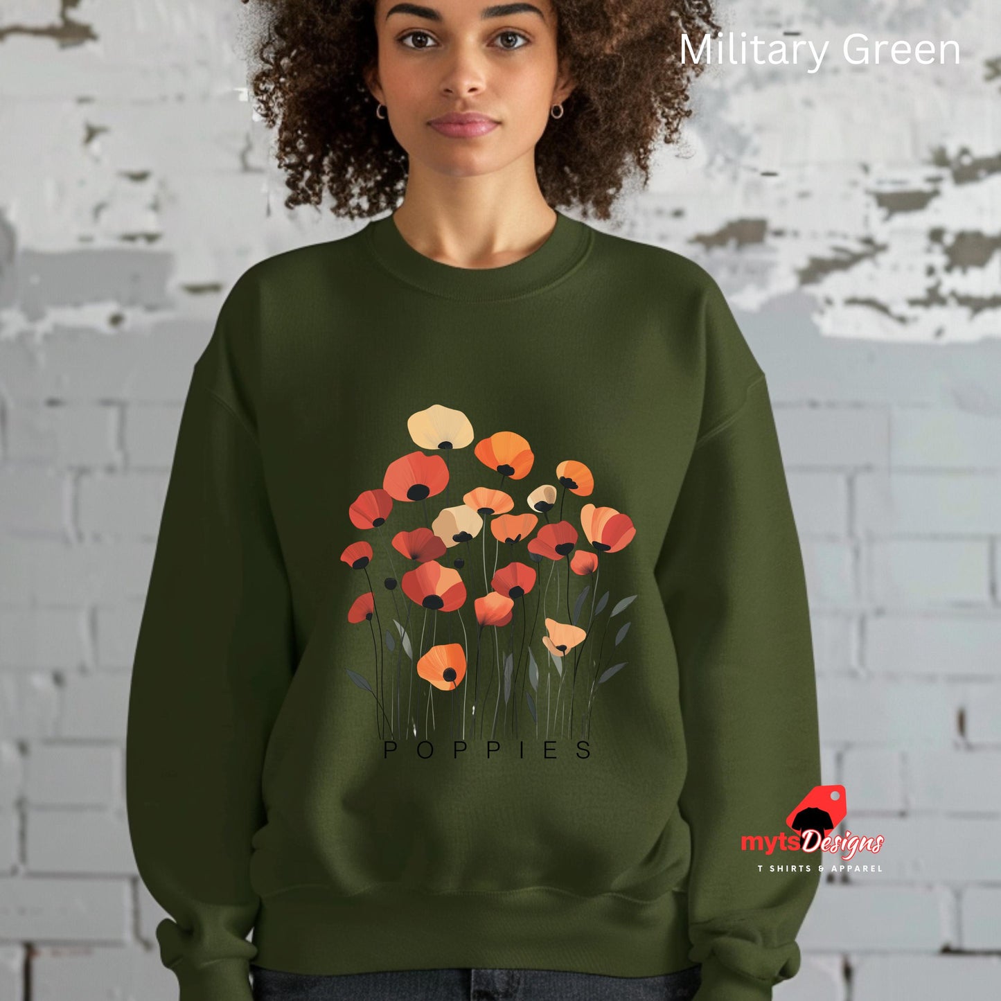 Poppies Floral Sweatshirt – Minimalist Wildflower Graphic Sweater