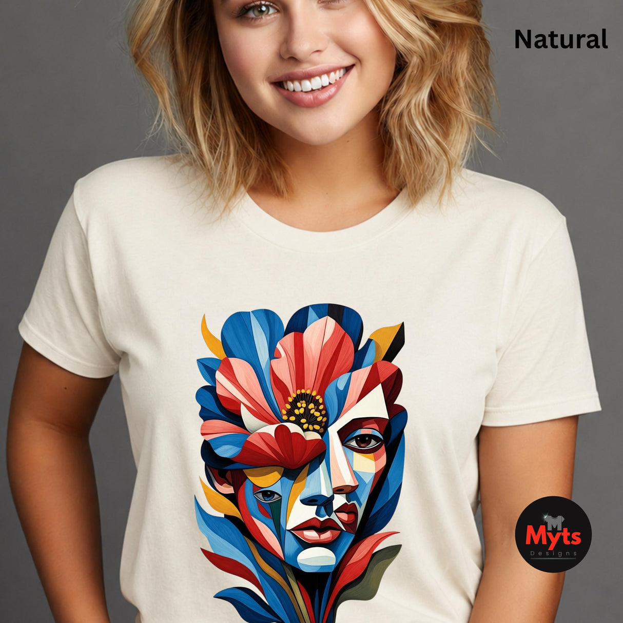 Abstract Floral Face T-Shirt | Colourful Modern Art Graphic Tee