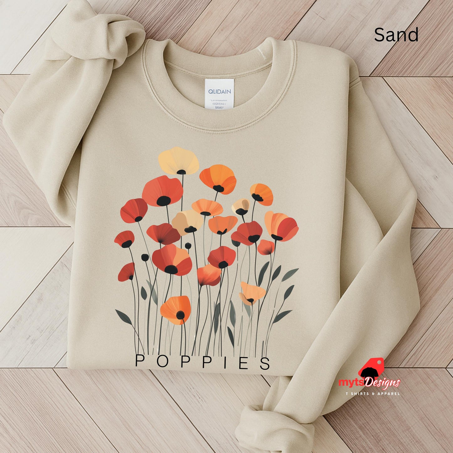 Poppies Floral Sweatshirt – Minimalist Wildflower Graphic Sweater