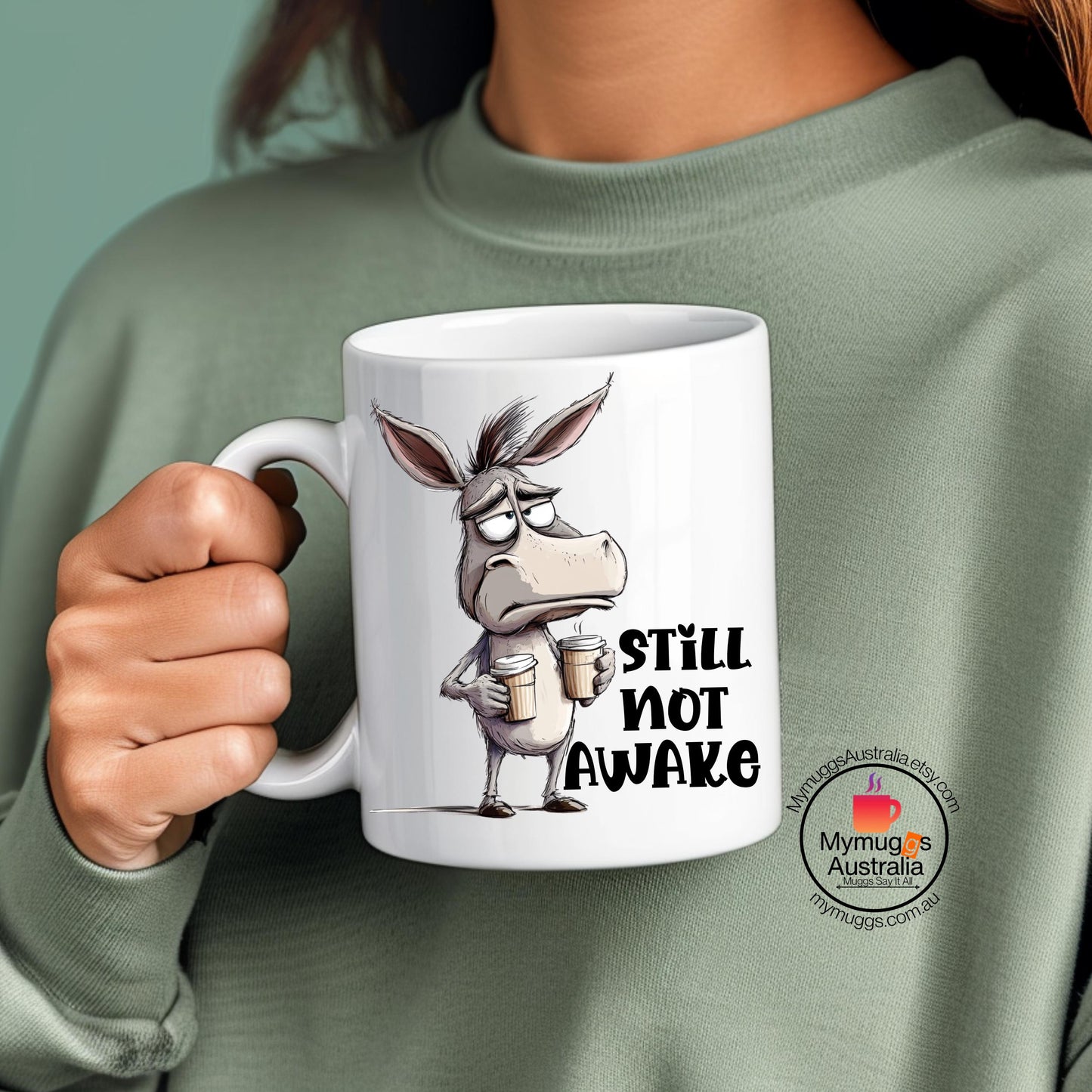 Funny Donkey Coffee Mug – “Still Not Awake”