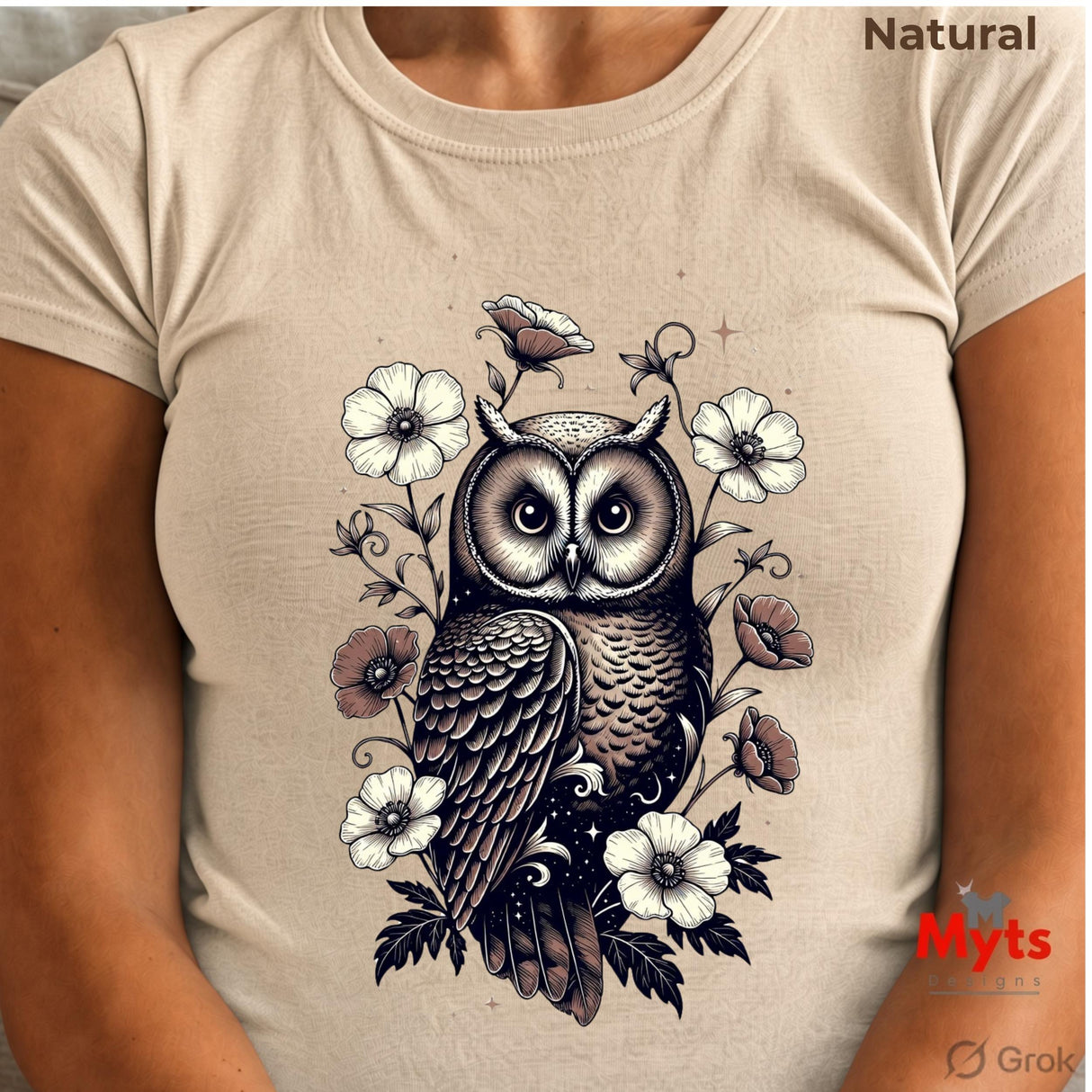 Floral Owl T-Shirt – Vintage Botanical Owl Graphic Tee