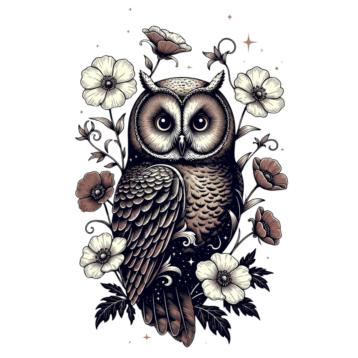 Floral Owl T-Shirt – Vintage Botanical Owl Graphic Tee