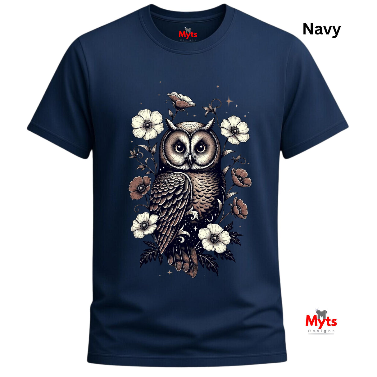 Floral Owl T-Shirt – Vintage Botanical Owl Graphic Tee