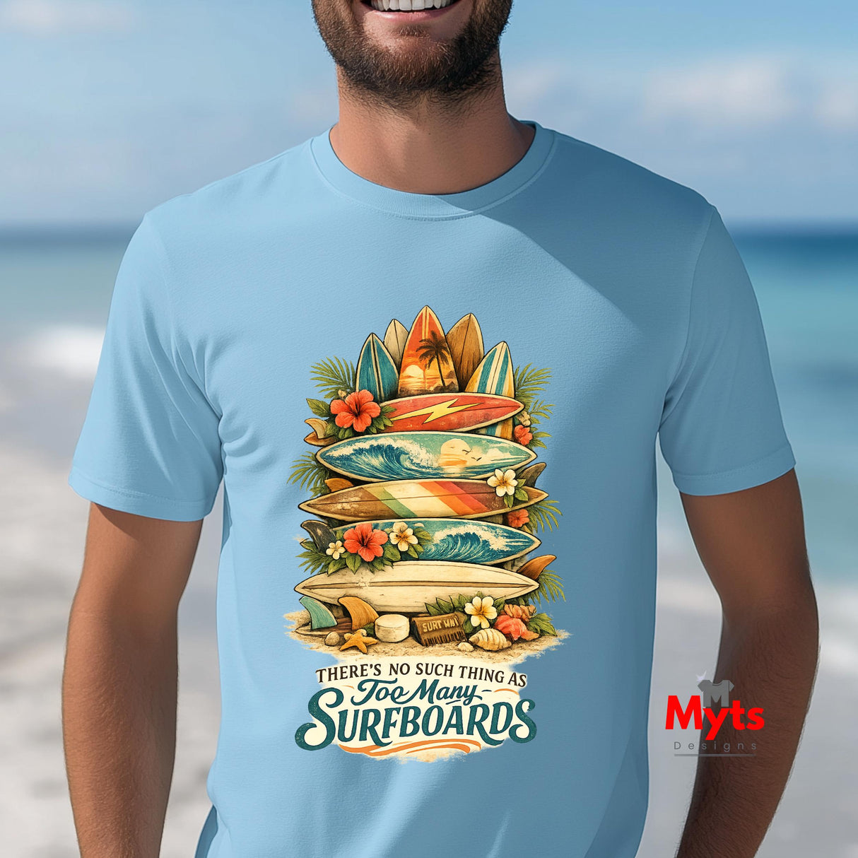 Too Many Surfboards Vintage Surf Graphic Unisex T-Shirt