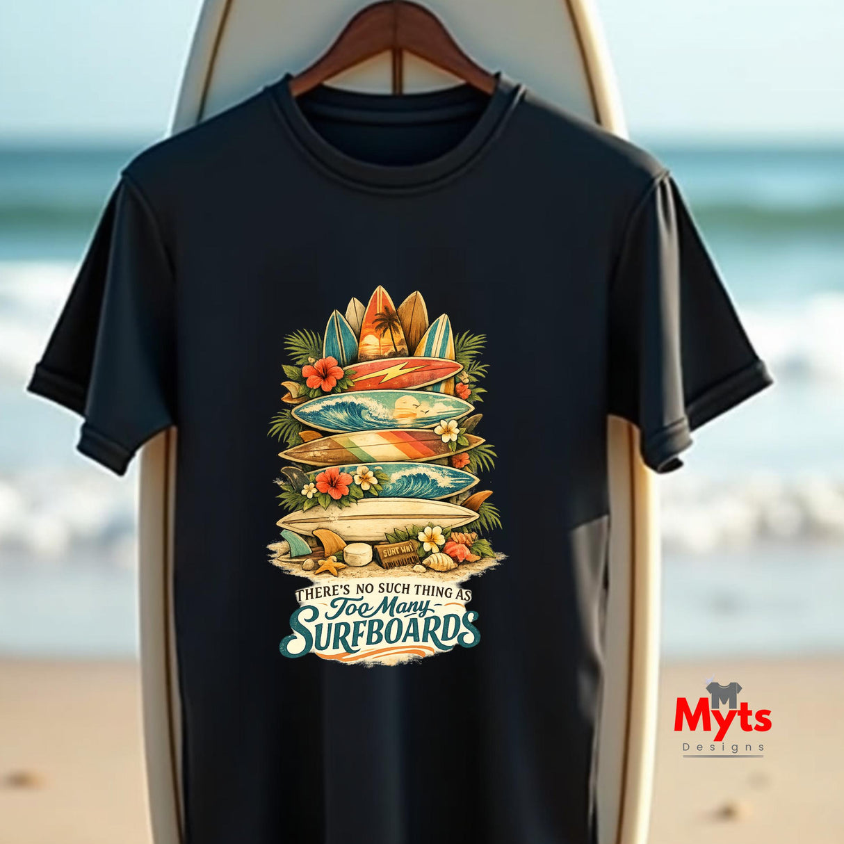Too Many Surfboards Vintage Surf Graphic Unisex T-Shirt