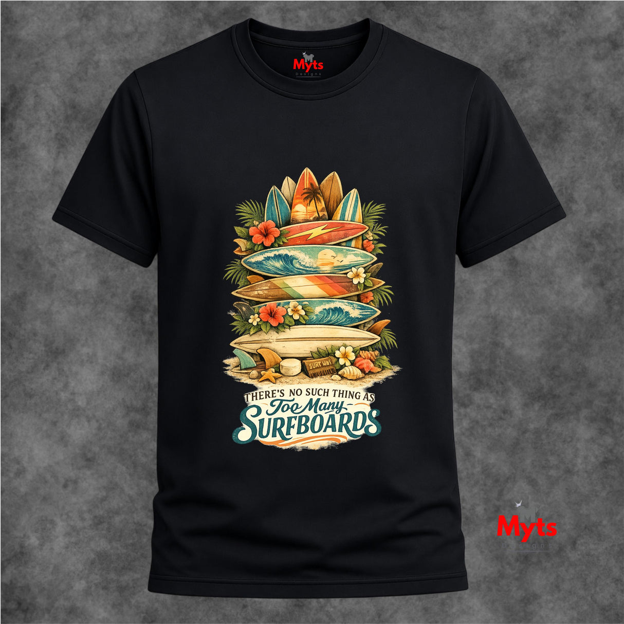 Too Many Surfboards Vintage Surf Graphic Unisex T-Shirt