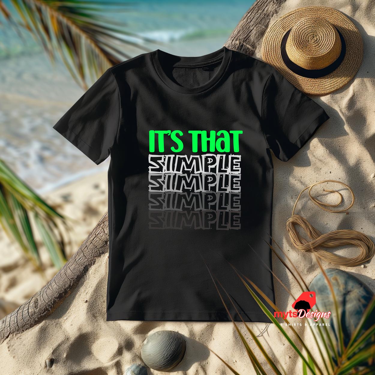 Flat Lay Black T shirt beach scene
