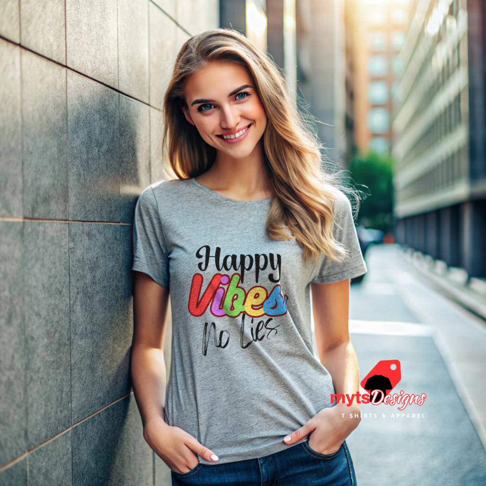 Happy Vibes No Lies T-Shirt - Positive Vibes Graphic Tee