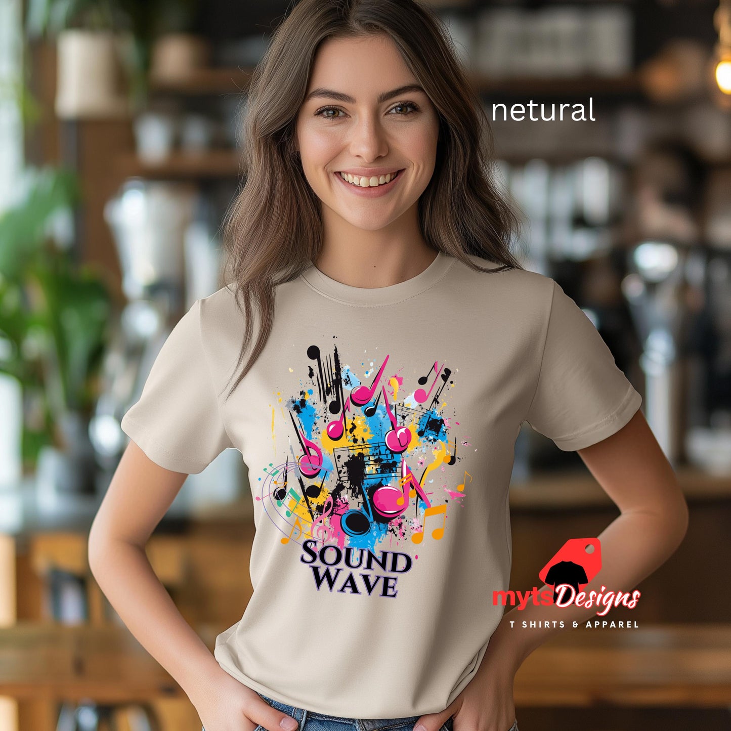 Sound Wave Pop Art T-Shirt - Musical Notes Design - Unisex Crewneck