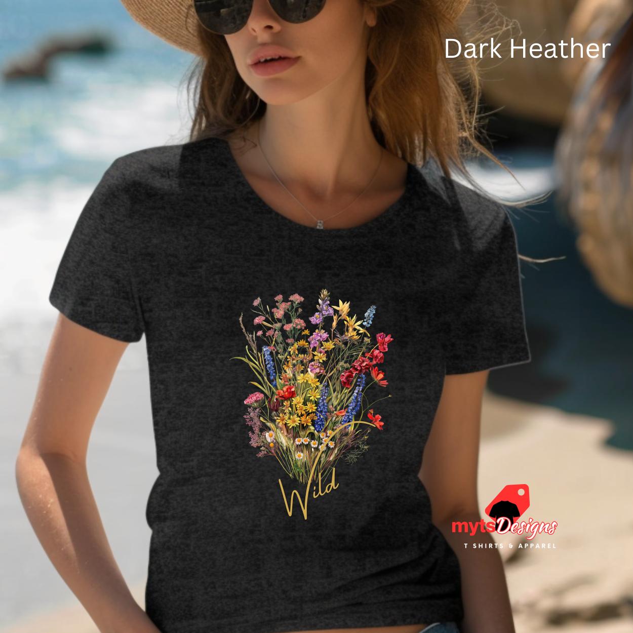 Wild Minimalist Wildflower T-Shirts, Eco-Friendly Botanical Tee, Boho Floral Graphic Shirt, Casual Nature-Inspired Top