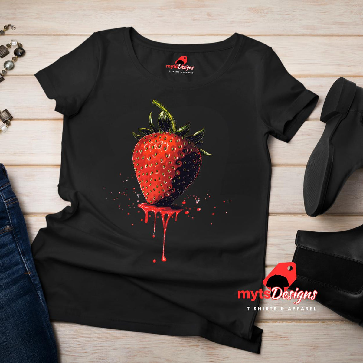 Vivid Strawberry Graphic T-Shirt - Unisex Cotton Tee