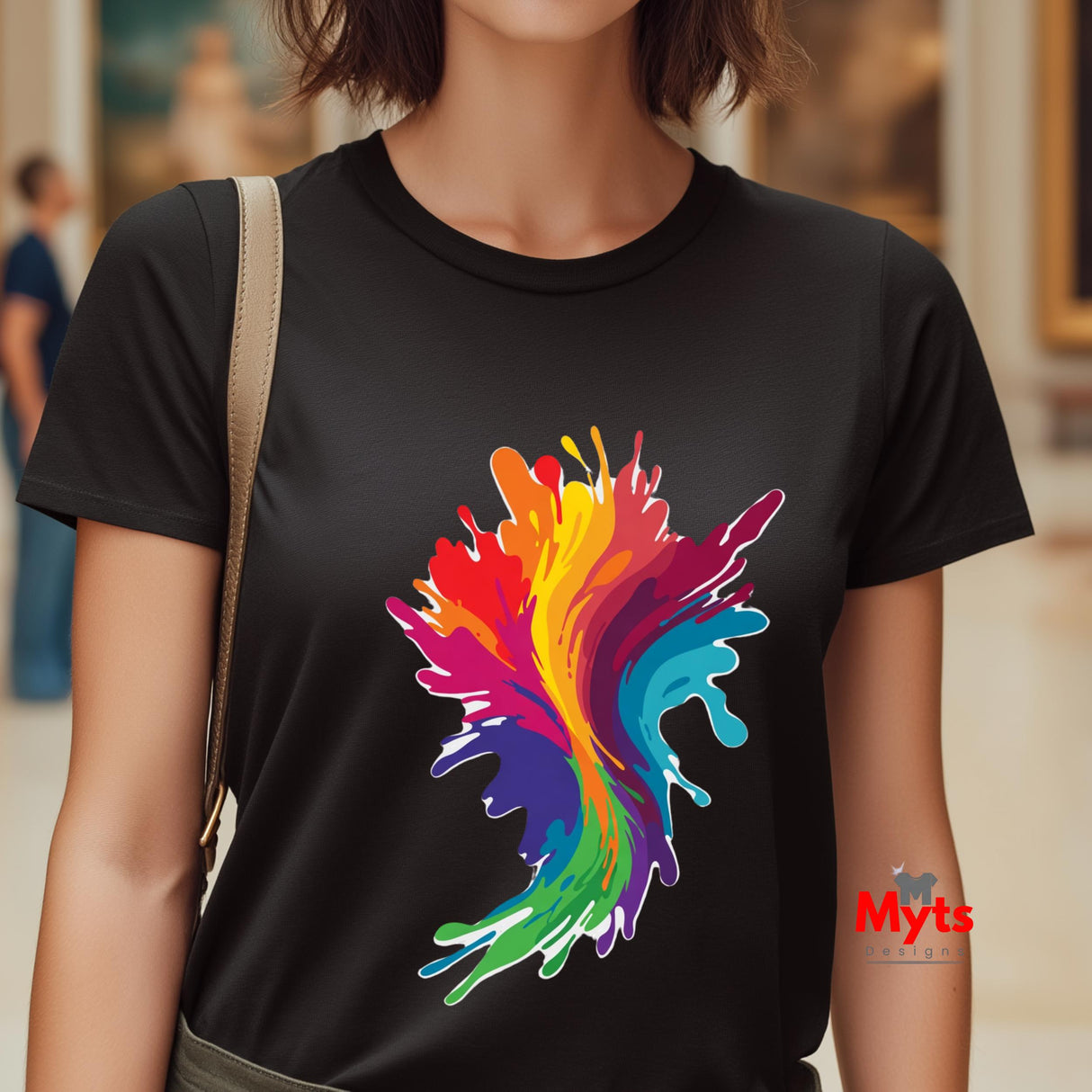 Rainbow Paint Splash T-Shirt – Women's Colorful Graphic Tee | Mytsdesigns