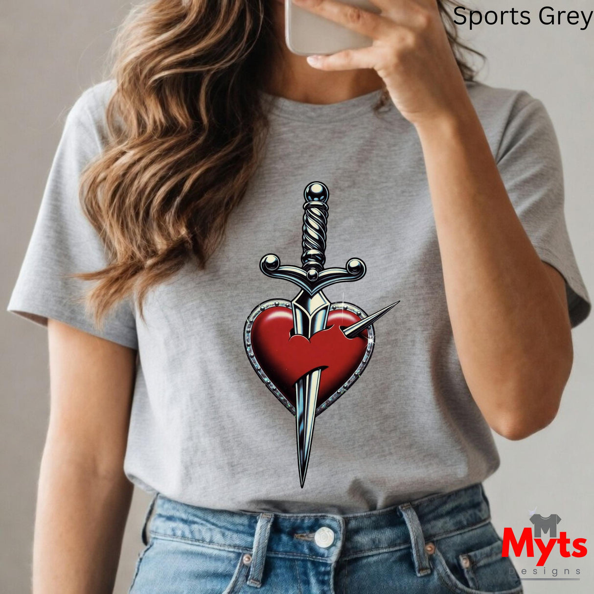 Heart & Sword Graphic Tee – Heavyweight Cotton T-Shirt | Mytsdesigns