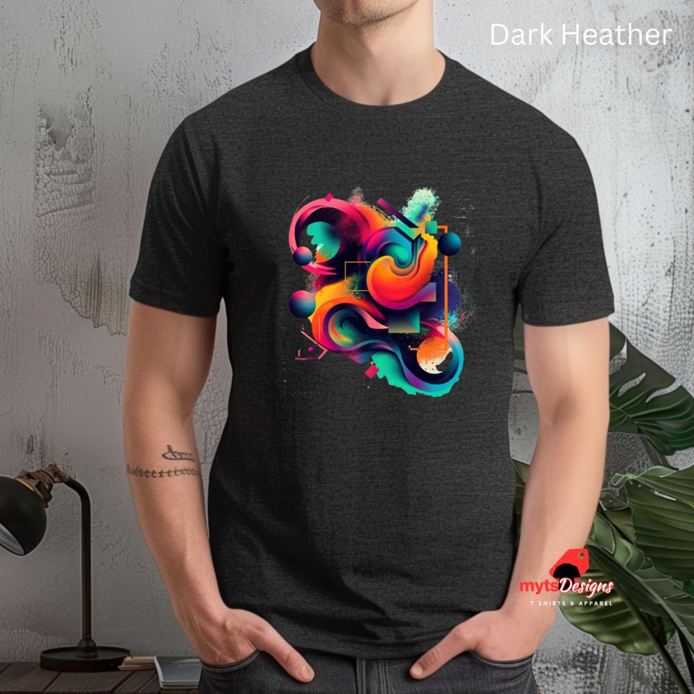 Geometric Design Unisex T-Shirt Geometric Tees, Rich Color Graphic Tee, Bold Abstract Art Shirt