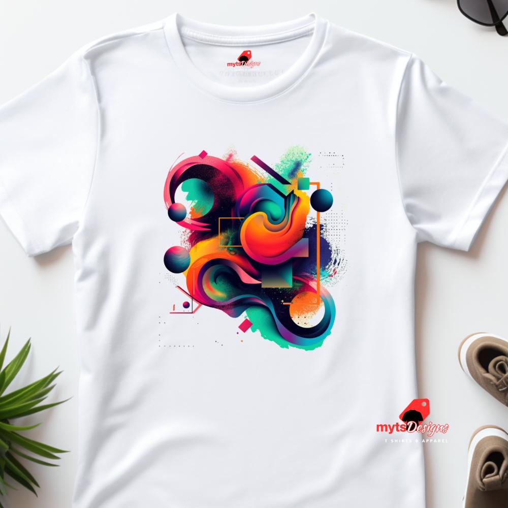 Geometric Design Unisex T-Shirt Geometric Tees, Rich Color Graphic Tee, Bold Abstract Art Shirt