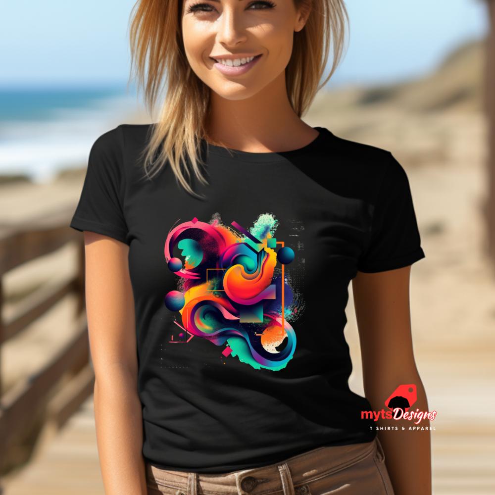 Geometric Design Unisex T-Shirt Geometric Tees, Rich Color Graphic Tee, Bold Abstract Art Shirt