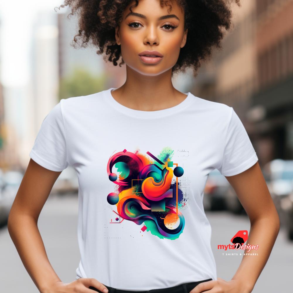 Geometric Design Unisex T-Shirt Geometric Tees, Rich Color Graphic Tee, Bold Abstract Art Shirt