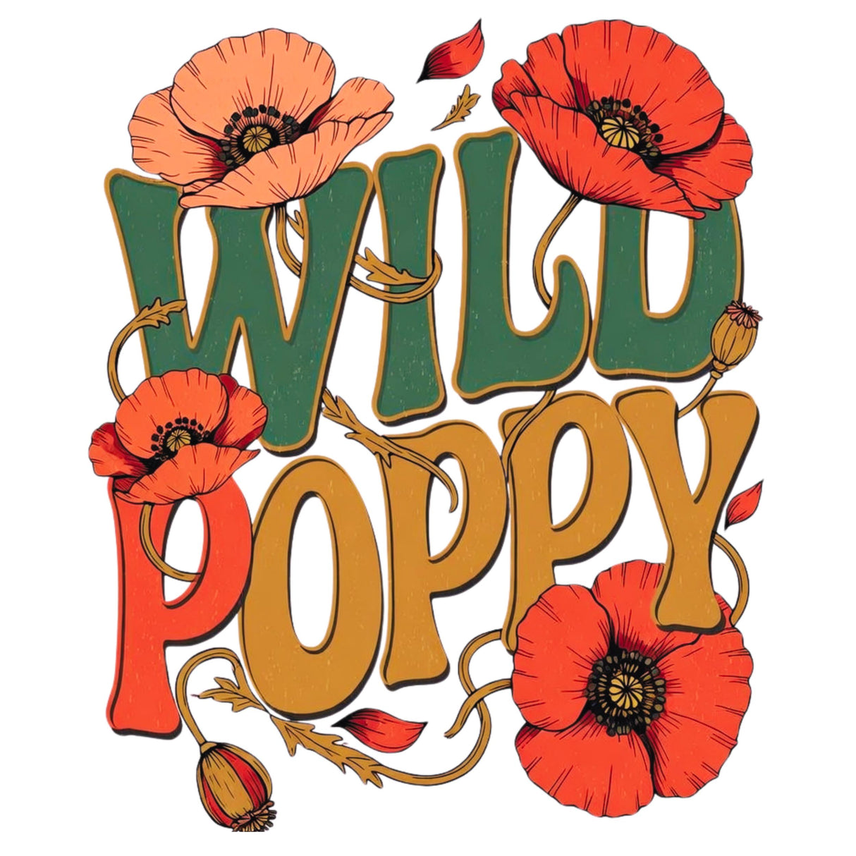 Wild Poppy T-Shirt – Retro 60s Floral Graphic Tee for Women