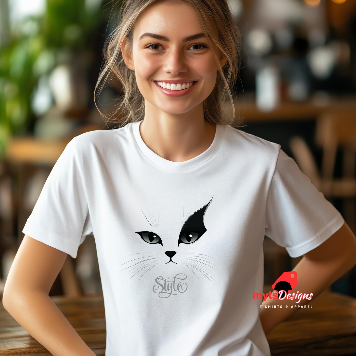 Cat Style T shirt Sleek Stylized Cat Face T Shirt, Minimalist Design Tee for Cat Lovers